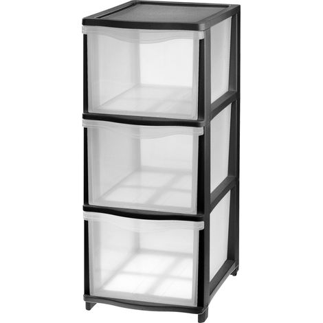 Tontarelli Schubladenturm Cover Line mit Rollen 3 x 13,5 L schwarz Schubladenbox