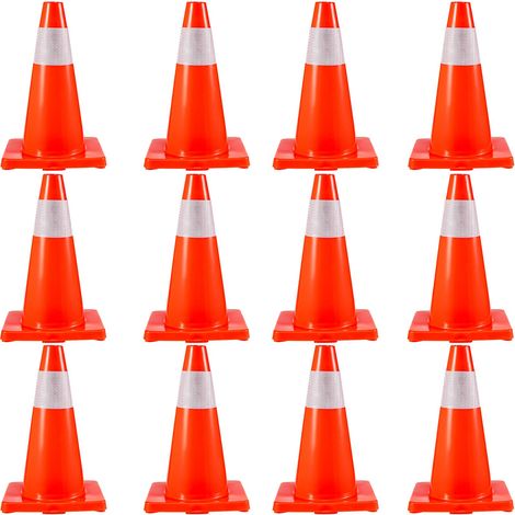 VEVOR Coni Traffico Stradali di Sicurezza, Base in PVC, 18" con Base in PVC, Coni Traffico Arancione con Collari Riflettenti, Coni da Costruzione Pericolo per Parcheggio Traffico Domestico (1/5)