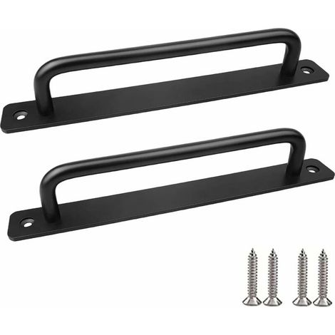 2 Pièces Poignée De Porte De Grange Pour Porte Coulissante Poignée De Porte En Alliage D'Aluminium Avec Vis Poignee Porte Coulissante Noire Mat Poignées De Porte Pour Porte De Placard D'Armoire,e (1/5)