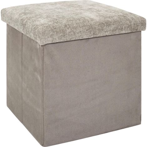 Pouf Coffre de Rangement "Emilia" 38cm Taupe