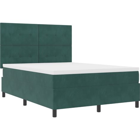 Letto Box Spring con Materasso e LED Verde Scuro 160x200 cm Velluto vidaXL (1/5)