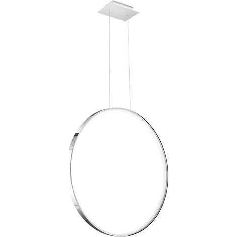 Suspension lampe suspendue plafonnier salon lumière anneau chromé LED 5520lm 50W (1/9)