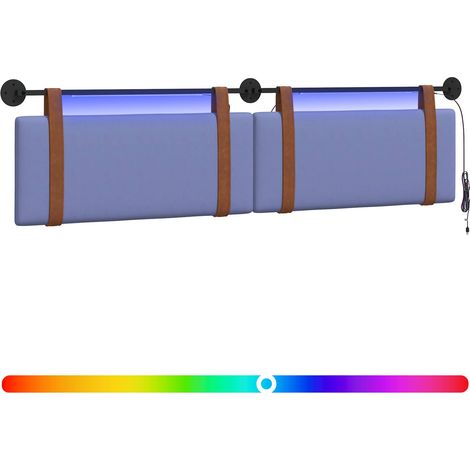 Hanging Headboard with LED Light Jeans Blue Antique PU vidaXL