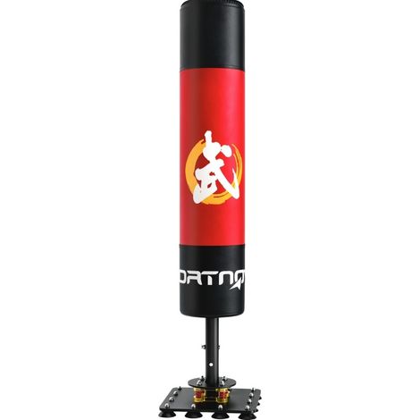 Saco de boxeo de pie 36x36x156 cm de PVC rojo con 12 ventosas para casa - MEUBLIV (1/5)