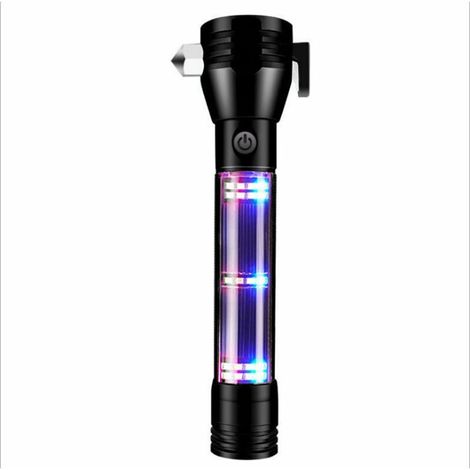 Torcia multifunzione, luce solare ricaricabile, martello di sicurezza, potente illuminazione per esterni, martello di emergenza per evacuazione auto con allarme, lampada da esterno (saf-AquaForge) (1/5)