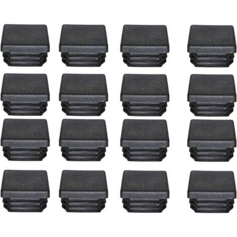 Bouchon Plastique 40x40mm Embout Tube Carre Noir Plastique Embout Bouchons D'obturation pour Pieds de Meuble Trampoline 16PCS
