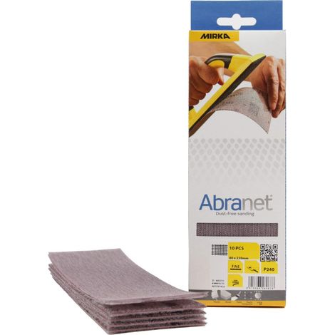 Mirka Abranet rete strisce abrasive 80x230mm / fogli abrasivi a a strappo/grana P240 / 10 pezzi / AE175F1025 / per levigare senza polvere legno, stucco, vernice, plastica