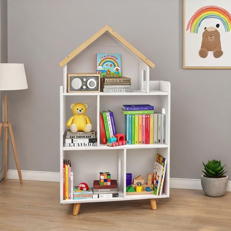 Étagère de rangement enfant forme maison 3 niveaux 65 x 25 x (1/5)