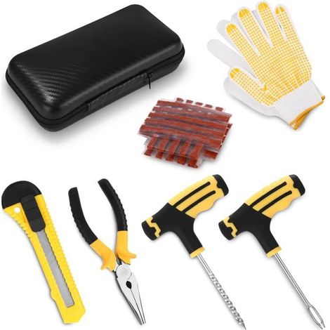 Ecleanfy - Kit Reparation Pneu Portables Voiture, Kit Reparation Pneu À Plat De Crevaison, Outillage de Réparation des Pneus Kit pour Pneu (1/5)