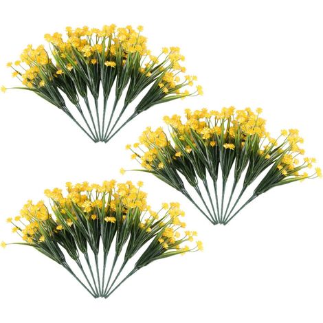 24 plantas artificiales resistentes a los rayos UV, 8 ramas de plástico, follaje artificial, maceta colgante para cocina, hogar, bodas, oficina y decoración de escritorio.