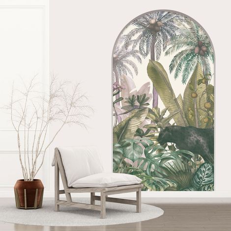 Stickers Trompe l'oeil Arche - Voute - Panthère Noire - 60 x 105 cm (1/5)