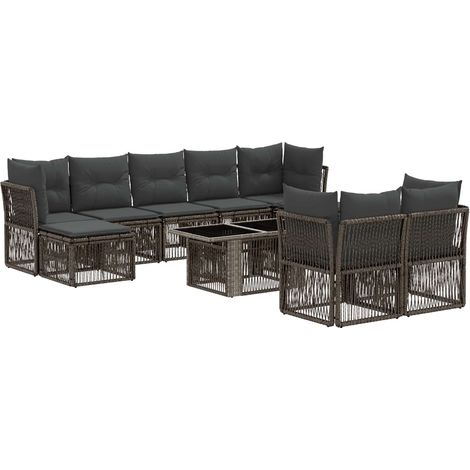 Set Divano da Giardino 10 pz Grigio polyrattan vidaXL (1/5)
