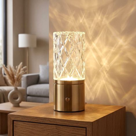 Tischleuchte Nachttischlampe Beistelllampe Messing Lampe LED Touch-Dimmer AKKU (1/5)