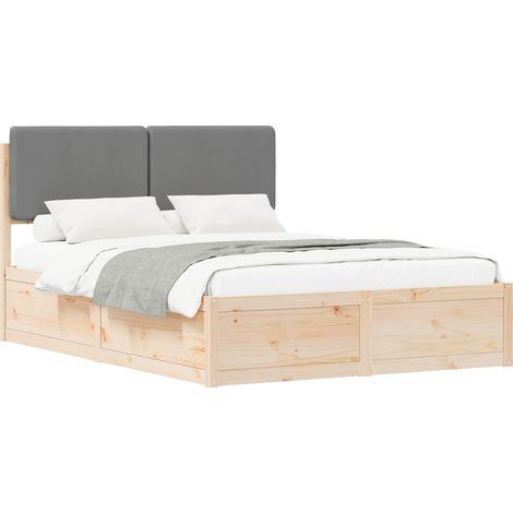 Estructura de Cama con Cabecera Tapizada Gris Claro vidaXL