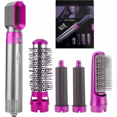 1 Stück 5-in-1 Multifunktions-Haarstyler – 6 wählbare Farben, Heißluftbürste mit Glätteisen-, Lockenstab-, Föhn- und Volumenaufsatz (1/5)