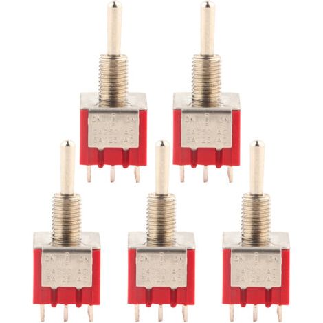 Lot de 5 mini-interrupteurs à bascule MTS-303, 3PDT, 9 broches, 3 positions (Marche/Arrêt/Marche). (1/5)