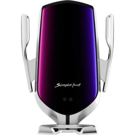 Support de Téléphone Voiture Chargeur Sans Fil Bluetooth Grille Aération Rotatif Argent (1/4)
