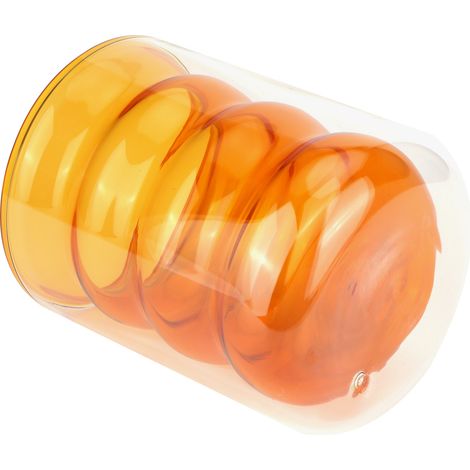 Mug en verre double paroi - Résistant à la chaleur - Tasse spirale 200 ml (Jaune) (1/5)