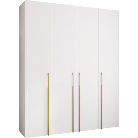Armoire Hartford 570, Blanc, 246x200x52cm, Portes d'armoire: Avec des charnières, Nombre d'étagères: 0 (1/5)