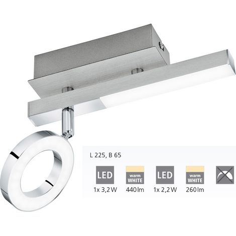 Eglo 1er LED Spot Cardillio 1 alu-chro 22,5 x 6,5 cm warmweiß Deckenlampen & Kronleuchter (1/5)