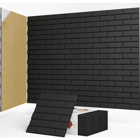 Lot de 12 panneaux acoustiques autocollants, panneaux insonorisants en brique, panneaux muraux acoustiques haute densité pour studios d'enregistrement, salle de jeux, maison, bureau, 30x30x1cm (1/5)