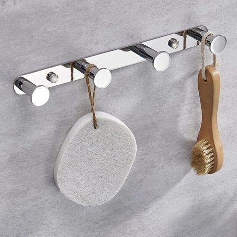 ZOLGINAH 4 Ganci portasciugamani, Ganci portasciugamani, Gancio da parete, Appendiabiti, Portasciugamani, Gancio da bagno a parete in acciaio inox cromato, Ganci per bagno e cucina (1/5)