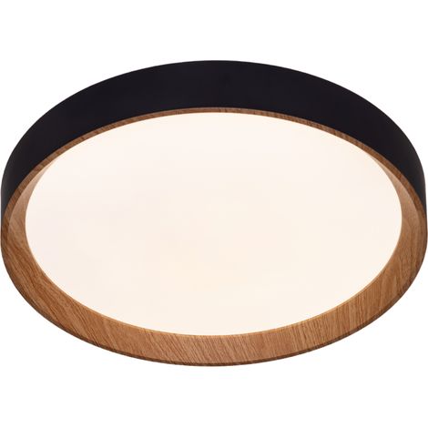 ALPINALUZ  Plafón LED de Techo 30W Ø40cm CCT 3000K-6000K, Negro/Efecto Madera, Luz Regulable - Modelo "LUNADA" (1/5)