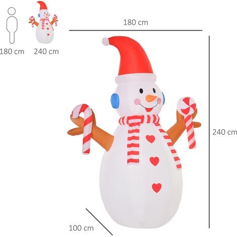 Bonhomme de neige gonflable de 240 cm, décoration de Noël extérieure avec lumières LED, polyester imperméable, IP44 (1/5)