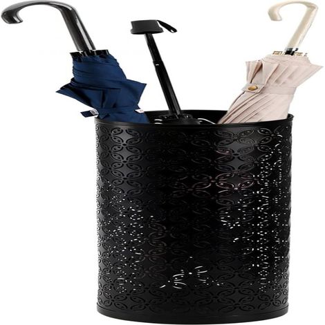Porte-Parapluie - Support Rond en Métal - Pour Entrée Maison Bureau Hôtel - Hauteur 41,9 cm Diamètre 15,2 cm - Noir ×1 (1/5)