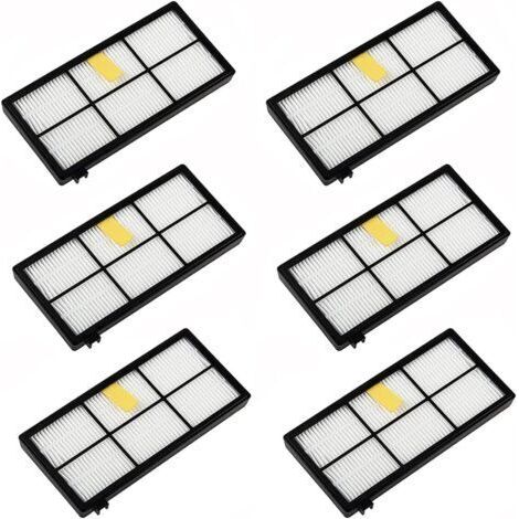 Paquete de 6 filtros de repuesto para aspiradoras Roomba de las series 800, 900, 850, 860, 861, 866, 870, 880, 890, 900, 960, 980, 981 y 985. (1/3)