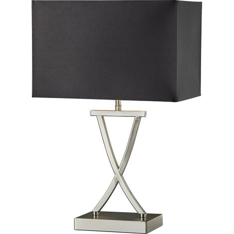 Lampada Da Scrivania Contemporanea Club Acciaio Argento Tessuto Nero 1 Luce E14 (1/5)