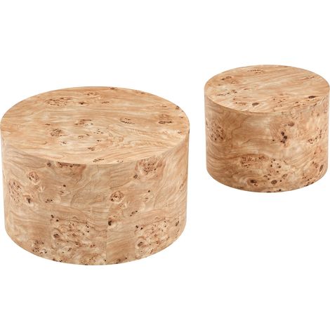 2er-Set runde Couchtische mit Stauraum in Holzoptik aus MDF (1/5)