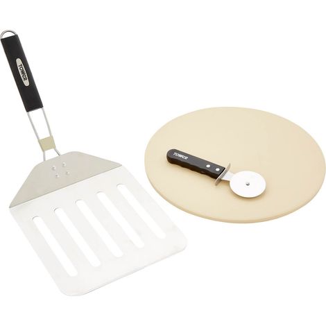 Tower T932025 3 Piece Pizza Tool Set Includes Pizza Stone, Slicer and Paddle, Fits 12" Pizza, Stainless Steel (1/5)