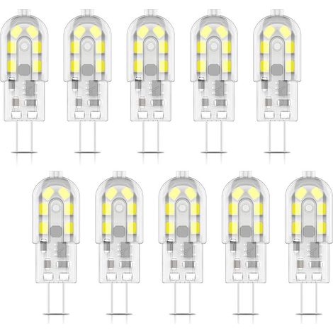 Lot de 10 ampoules LED G4, 2 W, 12 LED SMD 2835, blanc froid 6000 K