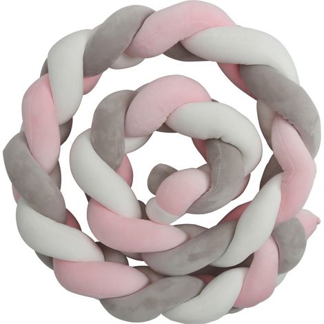 SWANEW Cornice per lettino a serpentina tessuta a mano resistente e lavabile grigio bianco rosa  2M