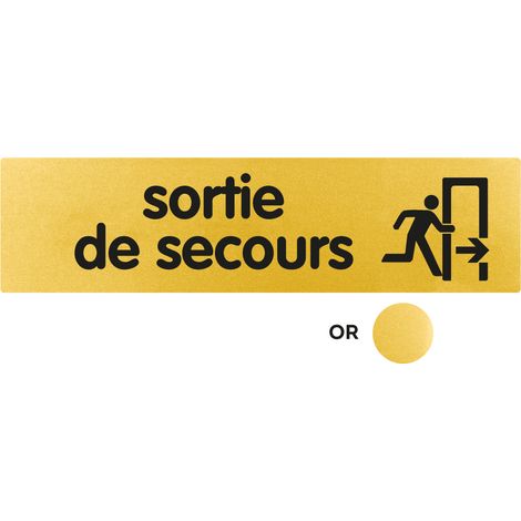 Plaque de porte Sortie de secours flèche droite - Classique or 170x45mm - 4491189