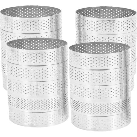 Set of 20 Circular Rings with Fruit Holes Quiches Cake Mousse Kitchen Baking Mould Cake Perforated Foam Ring 8 cm (1/5)