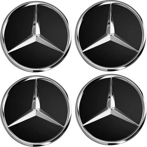 Enjoliveurs de roue, compatibles avec Mercedes 75 mm (4 pièces), noirs (1/4)