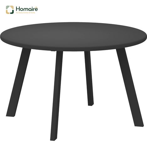HOMAIRE Beistelltisch Balkontisch Metall Rund Kaffeetisch Wetterfest Gartentisch Schwarz