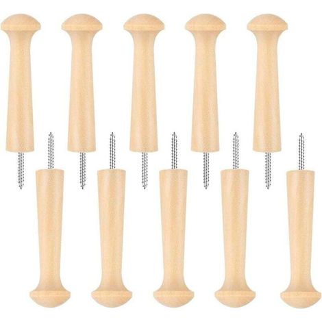 10 Pièces Patere Murale Bois Brut, Crochet De Bricolage, Longs Crochets en Bois pour Suspendre Vêtements, Chapeaux, Clés, Écharpes, Serviettes, Vêtements pour Chambre à Coucher (1/4)