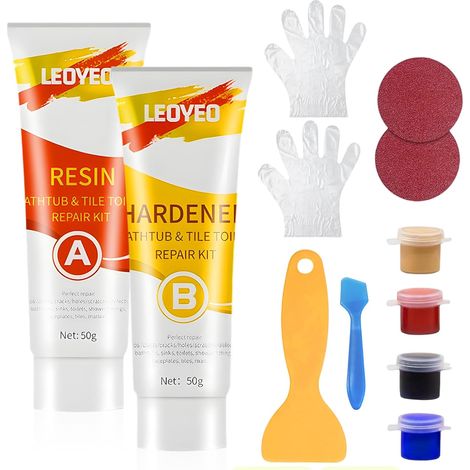 Kit de Réparation pour Carrelage,Réparation Baignoire,réparation carrelage Sol,pour Petites cassures et éraflures,retouche Facile des défauts de Surface,Application Simple (1/5)