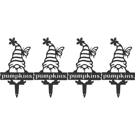 Lot de 4 Marqueurs de Plantes en Métal Noir, Étiquettes de Jardin Antirouille avec Design Chapeau de Nain, Piquets Décoratifs pour Potager et Extérieur (1/5)