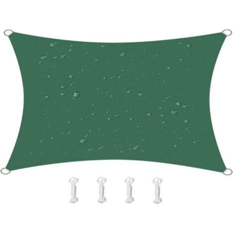 Voile d'ombrage rectangulaire, imperméable, coupe-vent et anti-UV pour cour, convient pour cour, jardin et terrasse 2x3m vert foncé