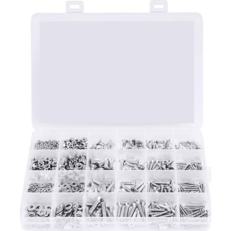 880Pcs 304 En Acier Inoxydable Fraisee Tete Hexagonale Combinaison Boulon M2 M3 M4 M5 Ecrou A Six Pans Rondelle Vis Kit Combine (1/5)