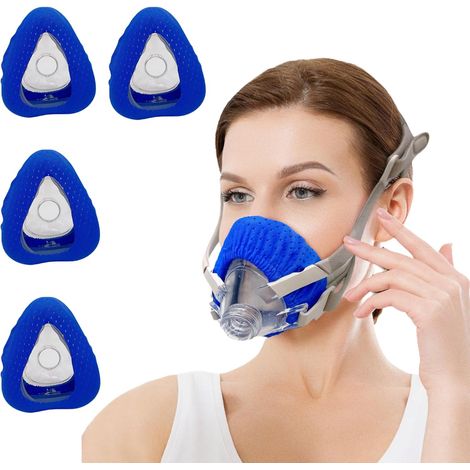 4er-Pack CPAP-Maskeneinlagen – Polstereinlagen für Vollgesichtsmasken – Blau – Komfortabler, seidiger Stoff – Einheitsgröße (passend für die meisten) (1/5)