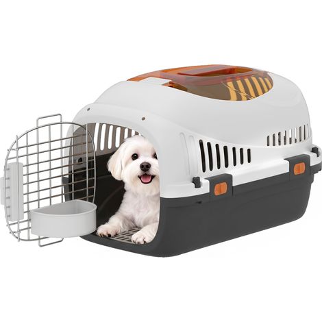 PawHut Plastic Pet Carrier, Top Load Hard Shell Cat Carrier, Max 4 KG (1/5)
