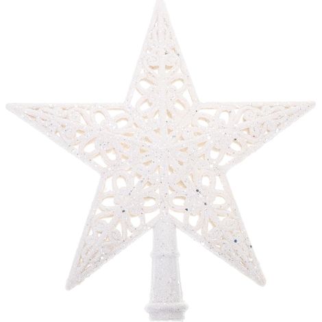 Étoile de Noël Ajourée pour Sapin, Décoration Blanche en Plastique (1/5)