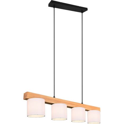 Suspension, Suspension design 4 abats-jours Cameron Blanc en Wood, TRIO (1/5)