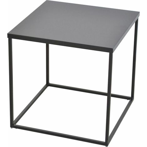 Mesa auxiliar cuadrada mesa de centro macetero de metal negro MED05134