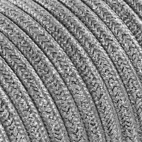 Fil Électrique Tissu Argent Pailleté 2x0,75mm² - Câble Électrique Textile de Qualité